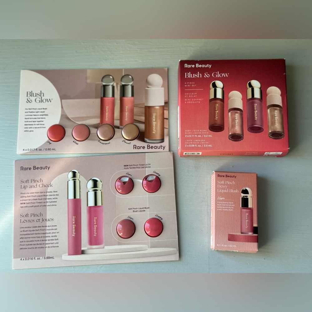 NWT Rare Beauty by Selena Gomez Blush & Glow 4-Piece Mini Set + Hope Blush